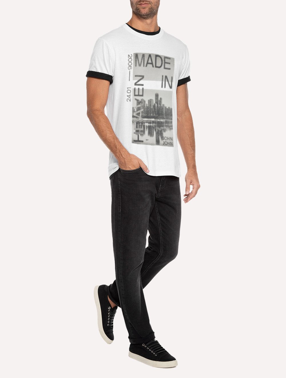 Camiseta John John Masculina Regular City Branca