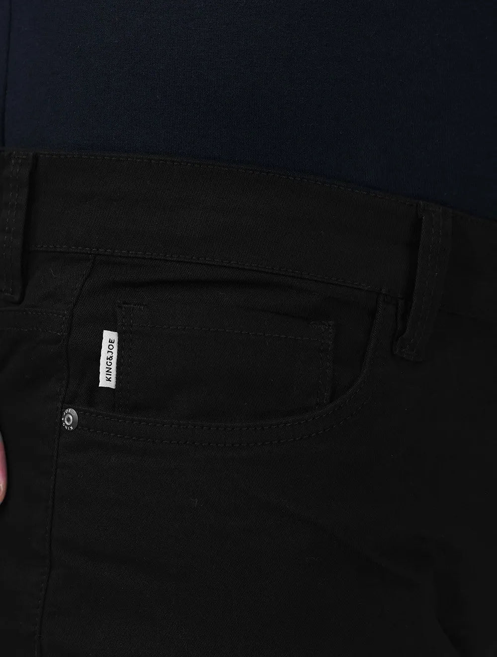 Bermuda King & Joe Masculina Slim Sarja 2X1 Five Pockets Preto