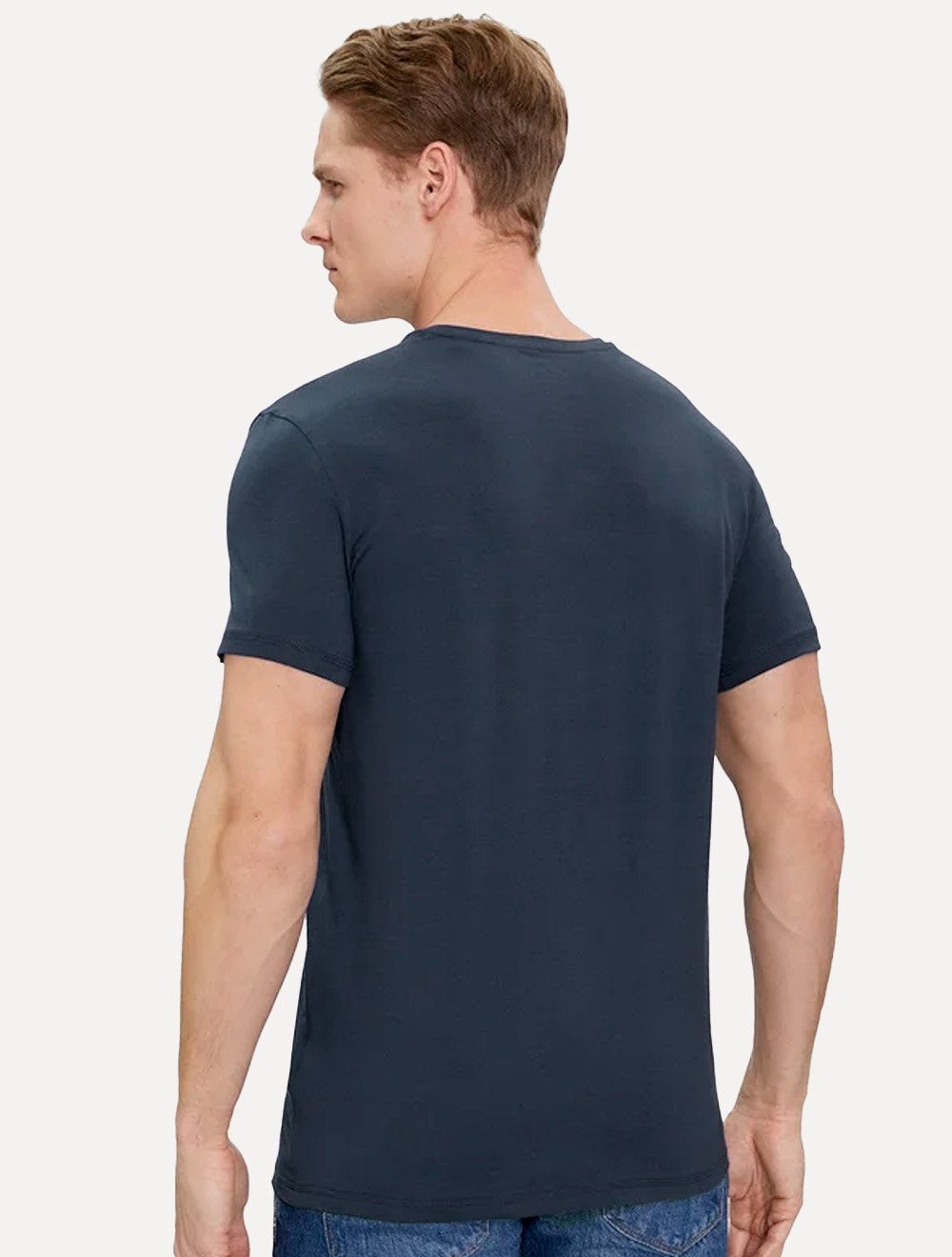 Camiseta Guess Masculina Bordado Peito Azul Marinho