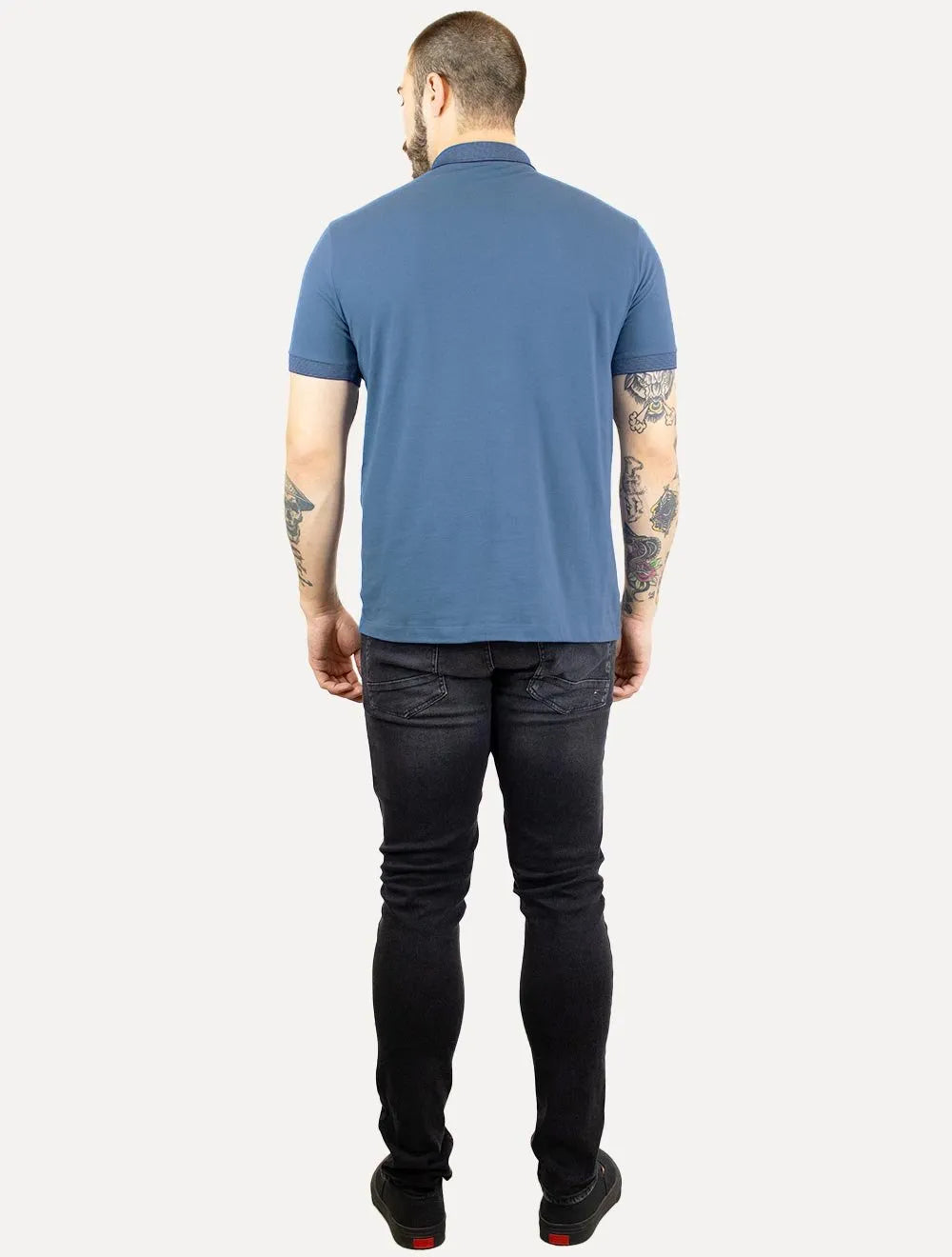 Polo Aramis Masculina Piquet Maquinetada Vegas Azul Índigo