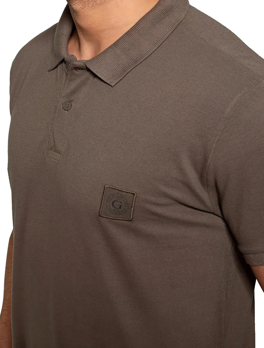 Polo Guess Masculina Piquet Small Patch Grafite