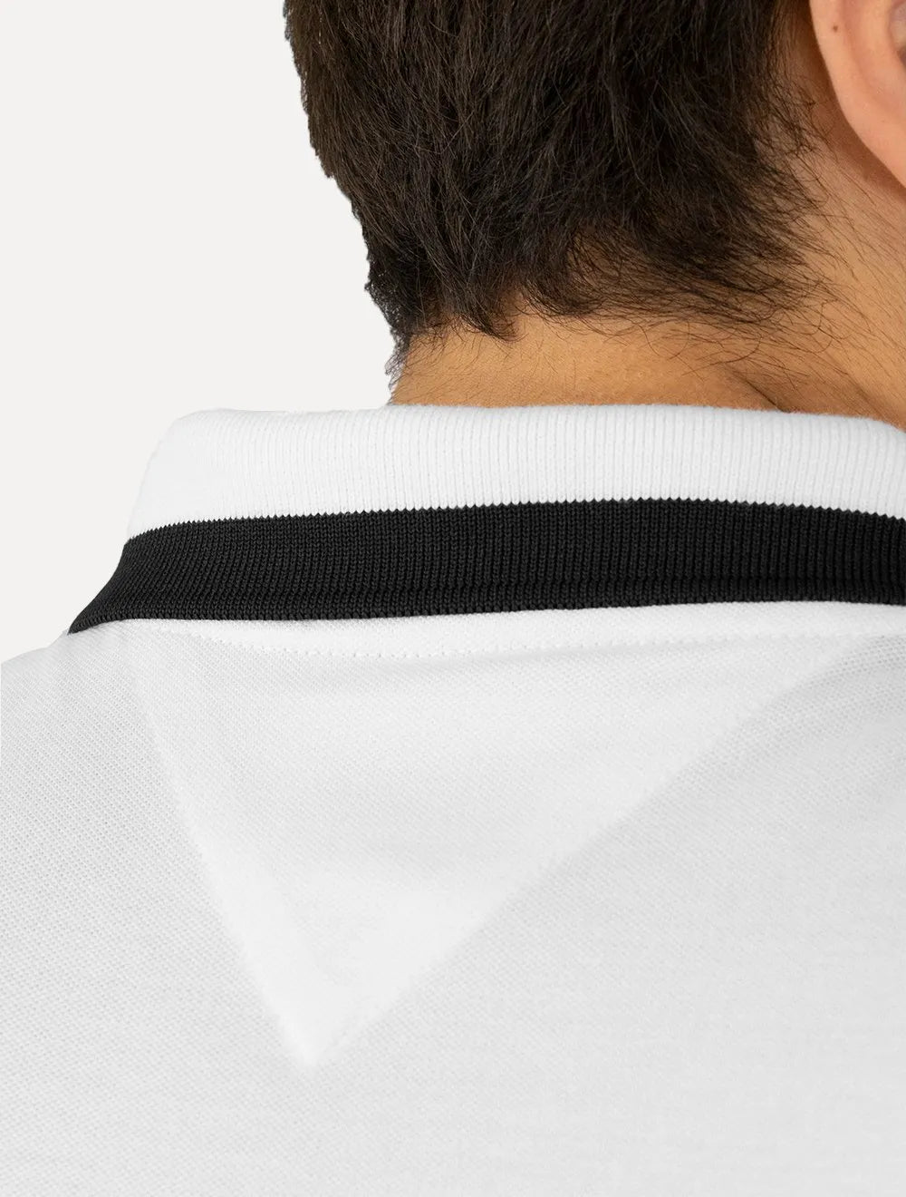 Polo Tommy Jeans Masculina Piquet Regular Placket Friso Branca