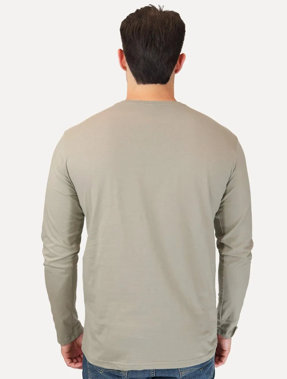 Camiseta King & Joe Masculina Manga Longa Basic Light Small Logo Cinza Médio