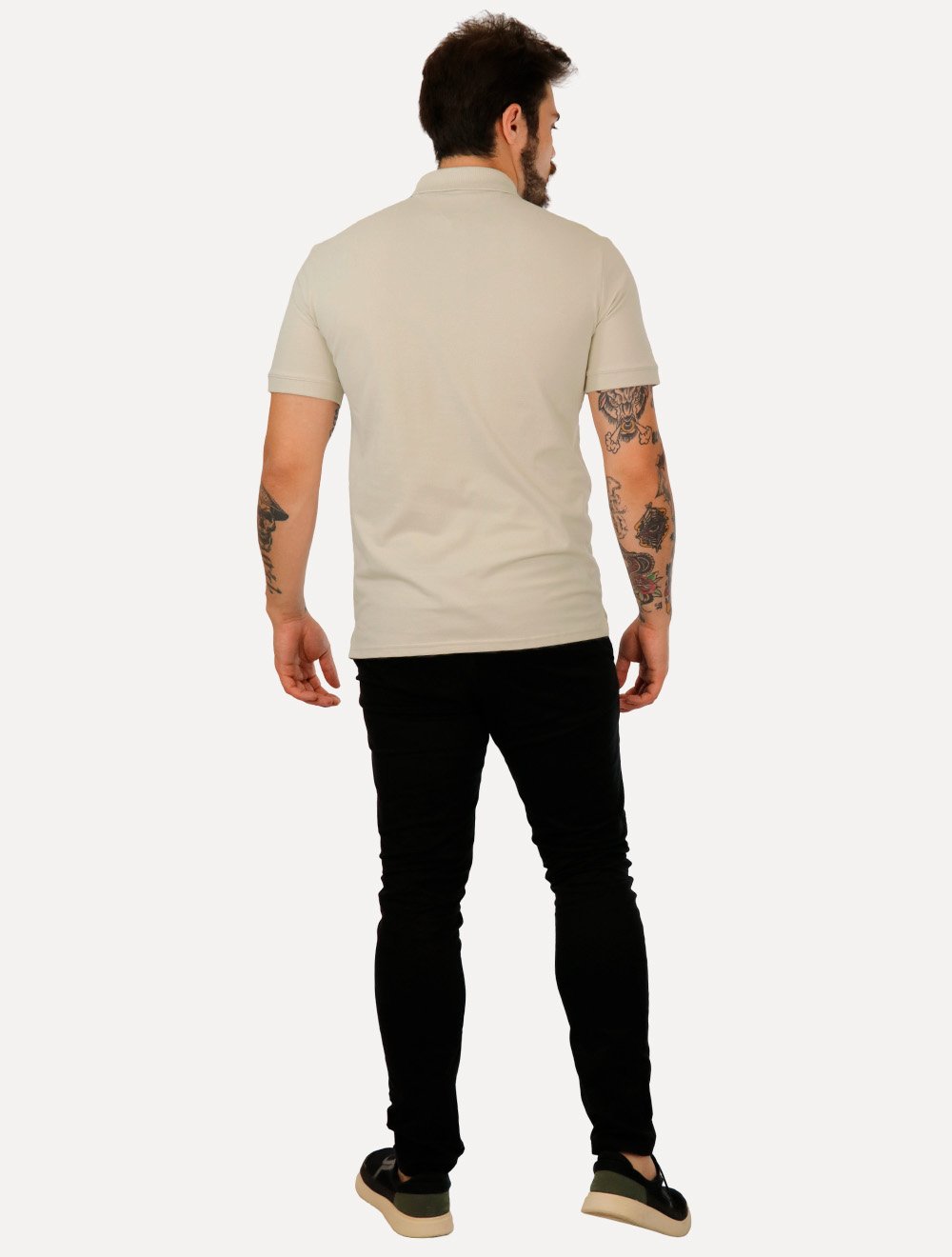 Polo Tommy Jeans Masculina Piquet Regular Placket Cáqui