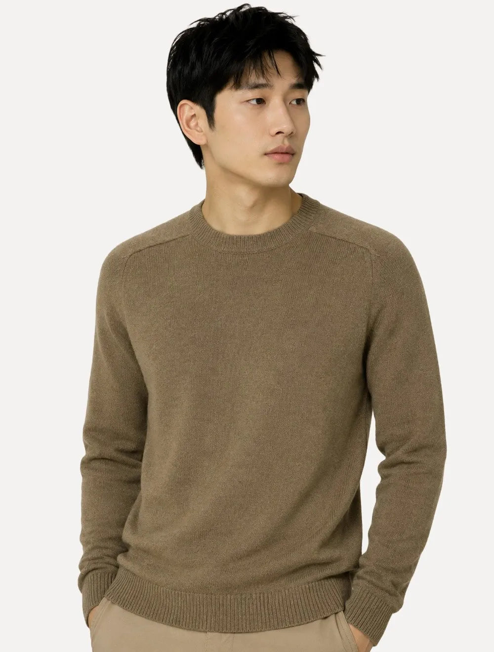 Suéter Dudalina Masculino Tricot Textura Rustic Cáqui Médio