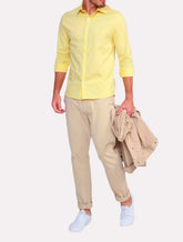Camisa Ellus Masculina Tricoline LY Classic Anatomic Amarela