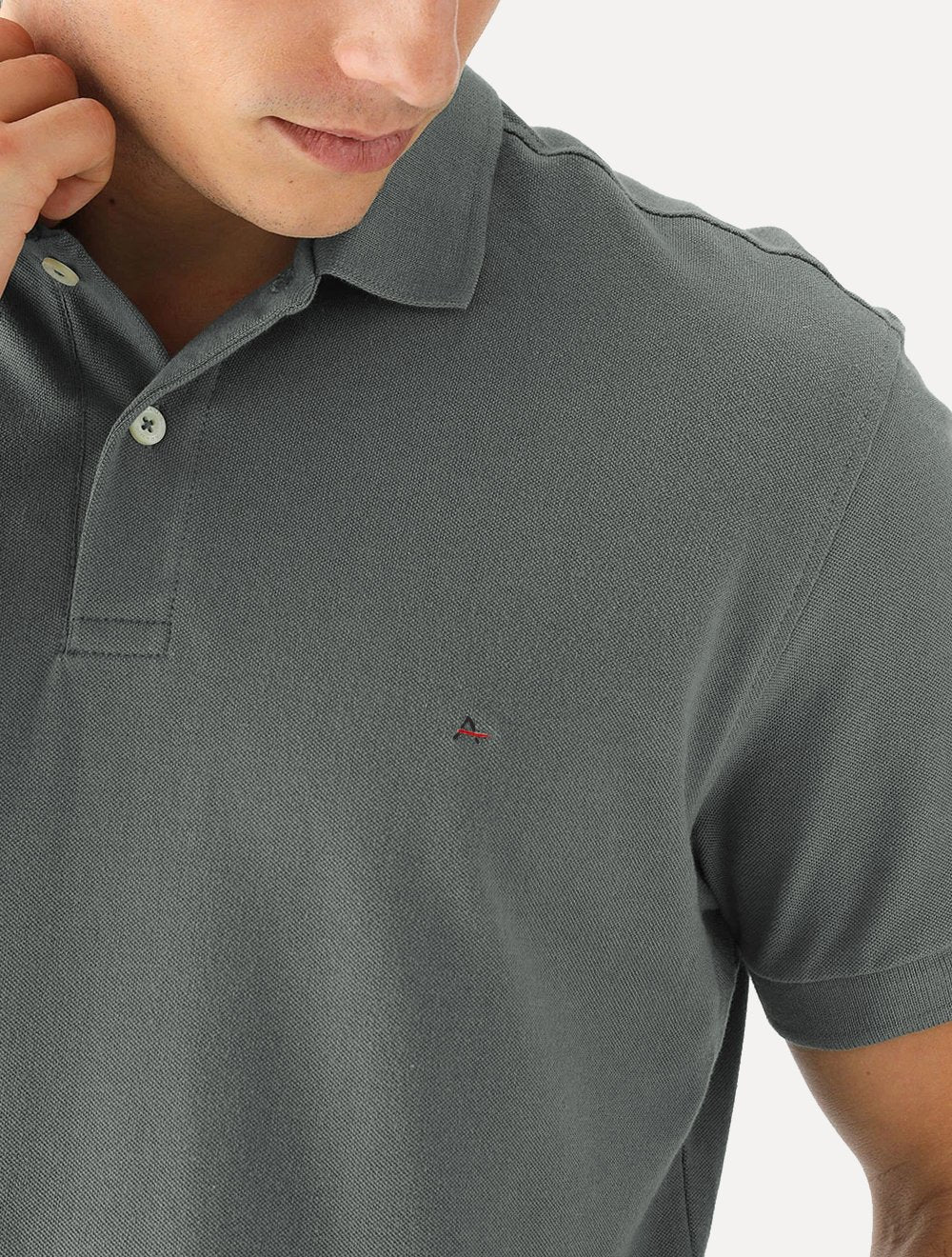 Polo Aramis Masculina Basic Piquet Dark Logo Grafite