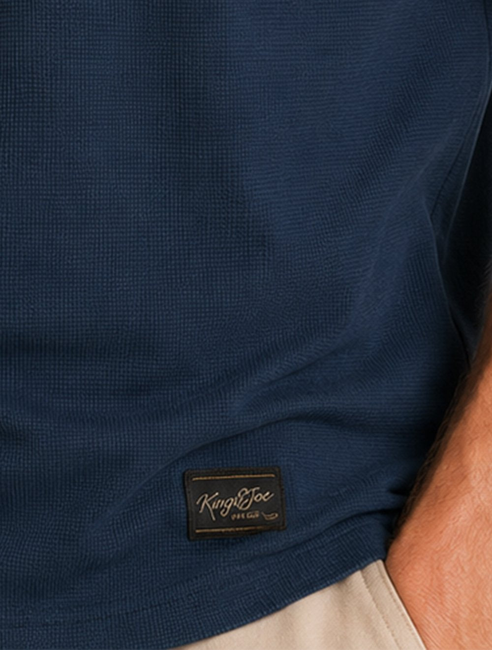 Camiseta King & Joe Masculina Slim Textura Mini Quadrille Azul Marinho