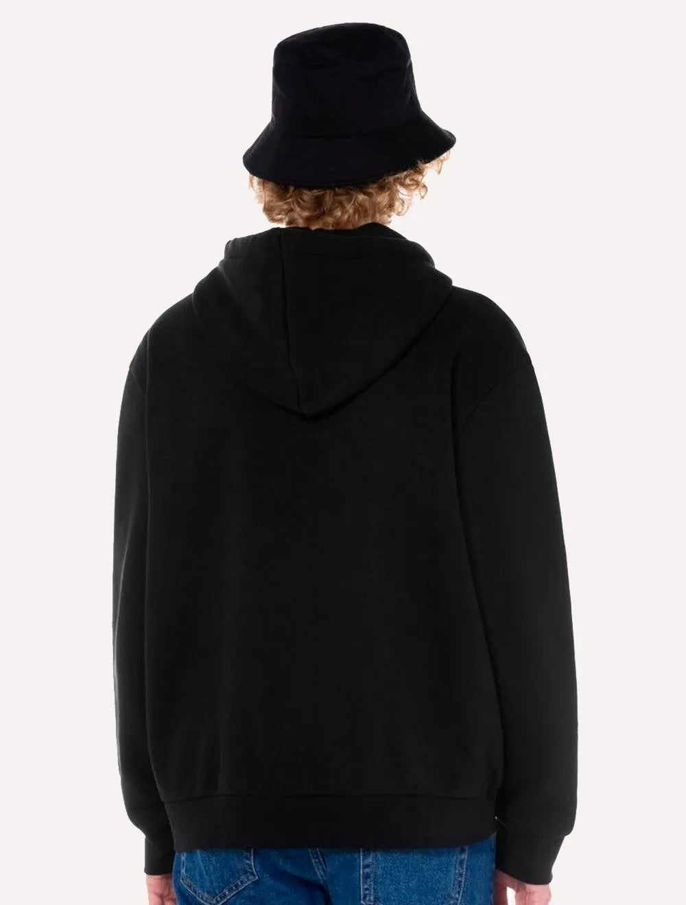 Moletom Calvin Klein Masculino Hoodie Fleece Full-Zip CK Logo Preto