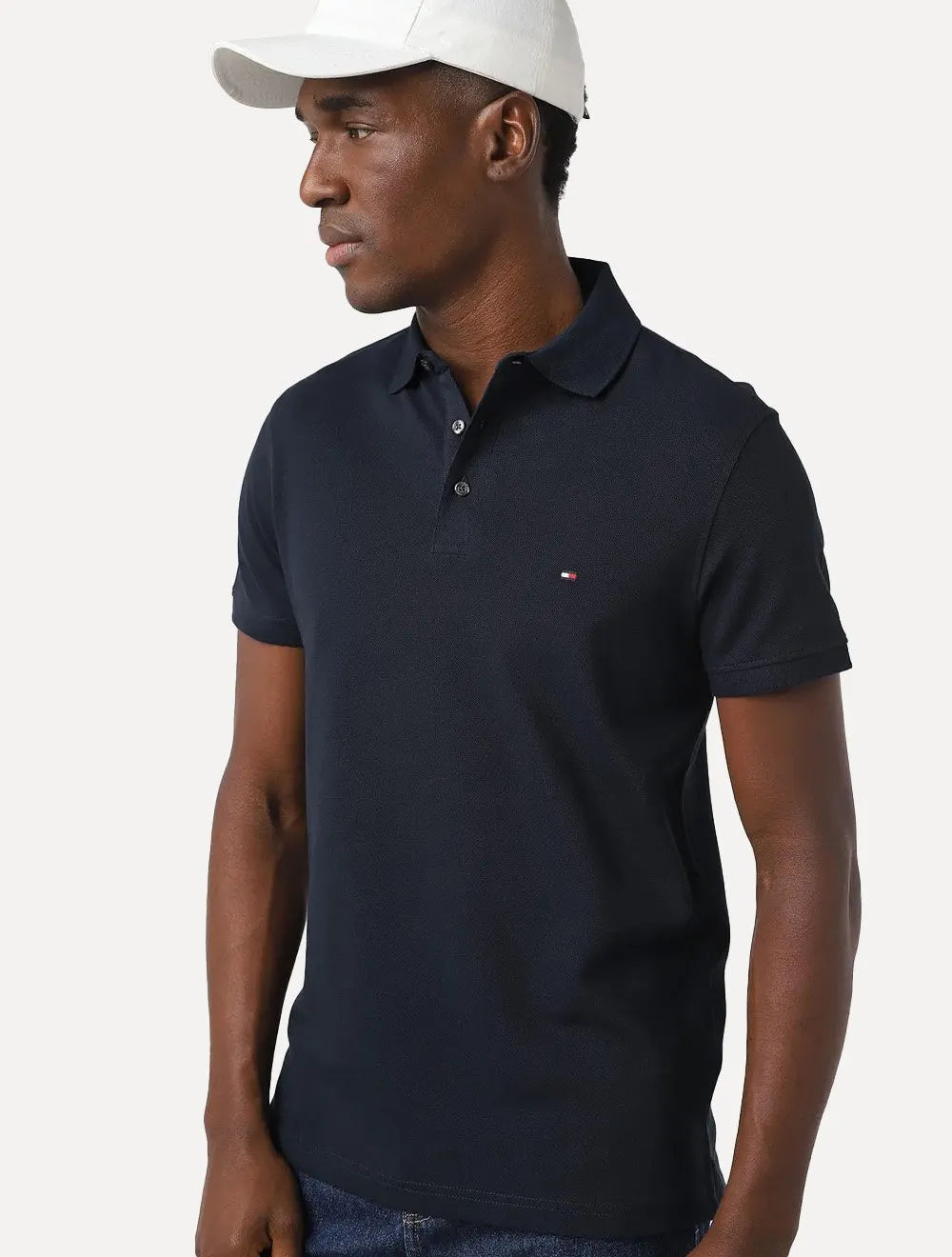 Polo Tommy Hilfiger Masculina Slim Piquet 1985 Azul Marinho