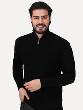 Suéter Dixen Masculino Tricot Half-Zip Gola Alta Preto