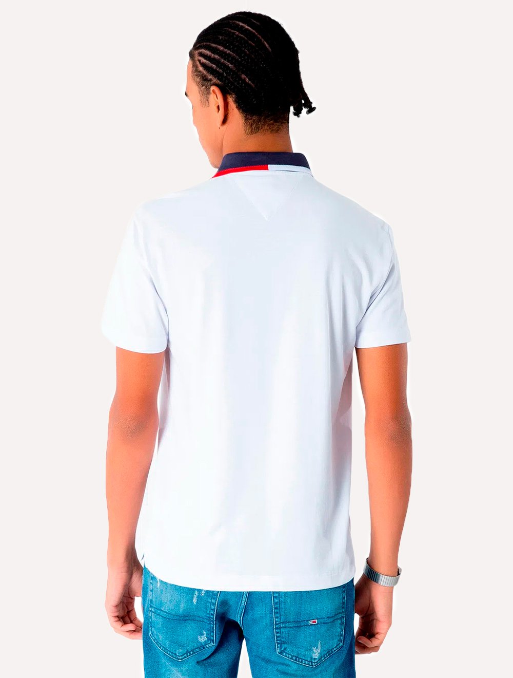 Kit Polos Tommy Jeans | Regular Flag Neck e Tipped Stretch Preta/Branca/Azul Marinho