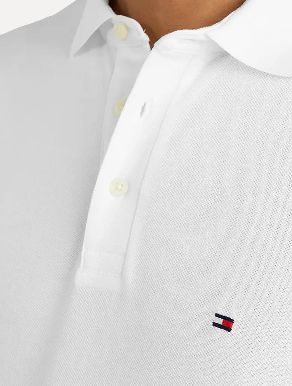 Polo Tommy Hilfiger Masculina Slim Piquet 1985 Branca