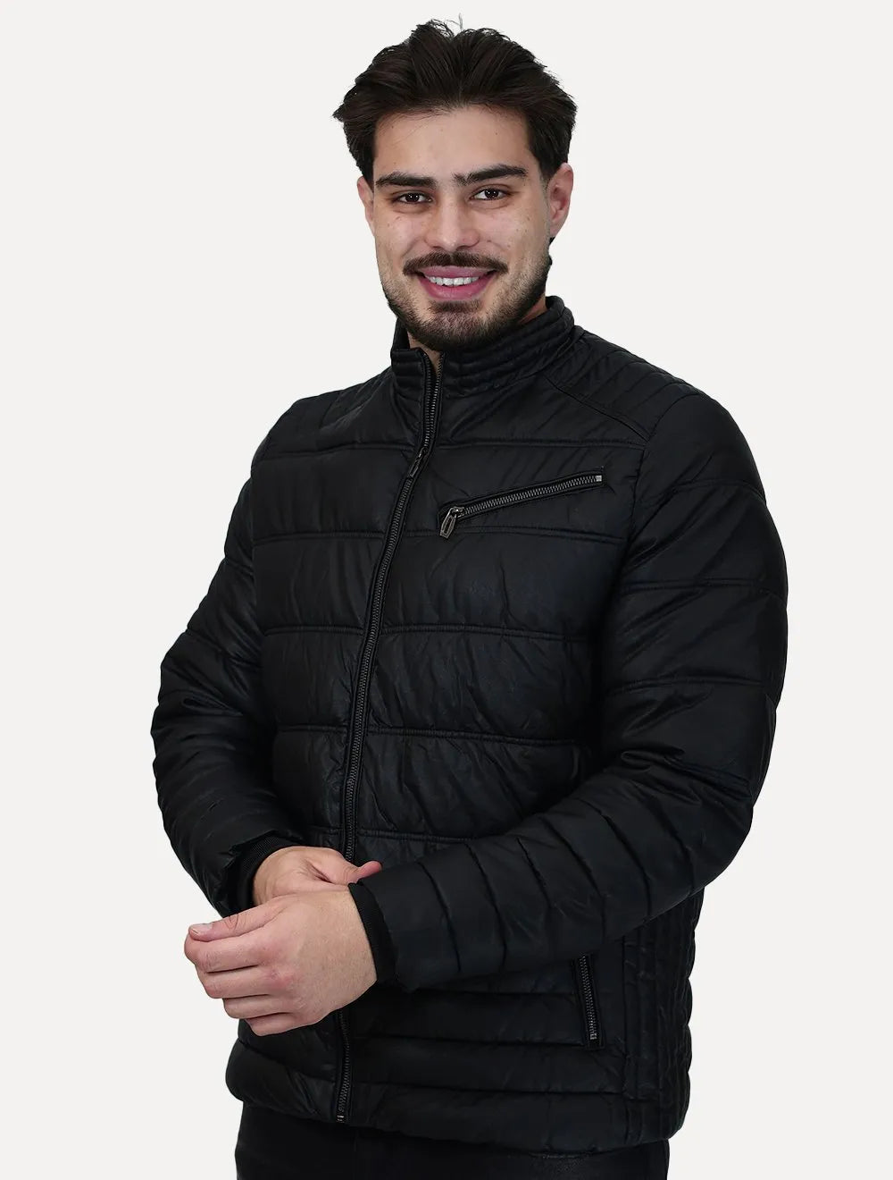 Jaqueta Dixen PU Zíper Frontal Preto
