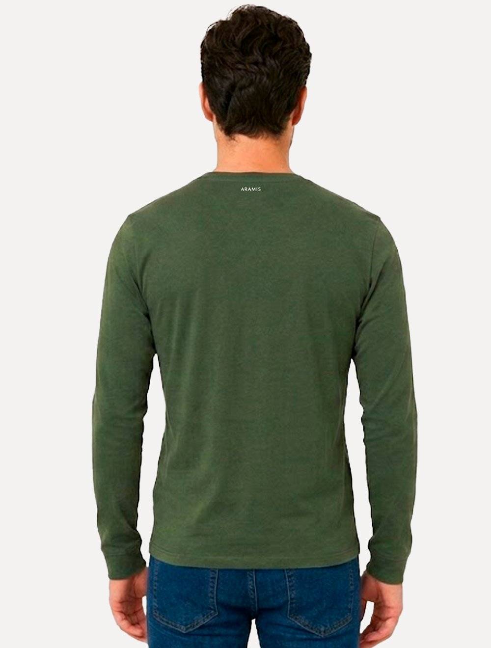 Camiseta Aramis Masculina Basic Lisa Manga Longa Mono Logo Verde Escuro