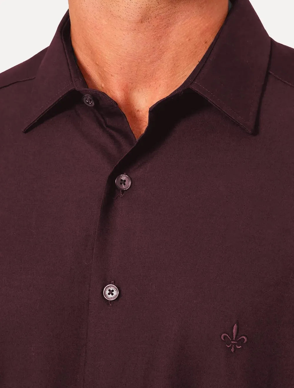 Camisa Dudalina Masculina Slim Tricoline Lisa Bordô