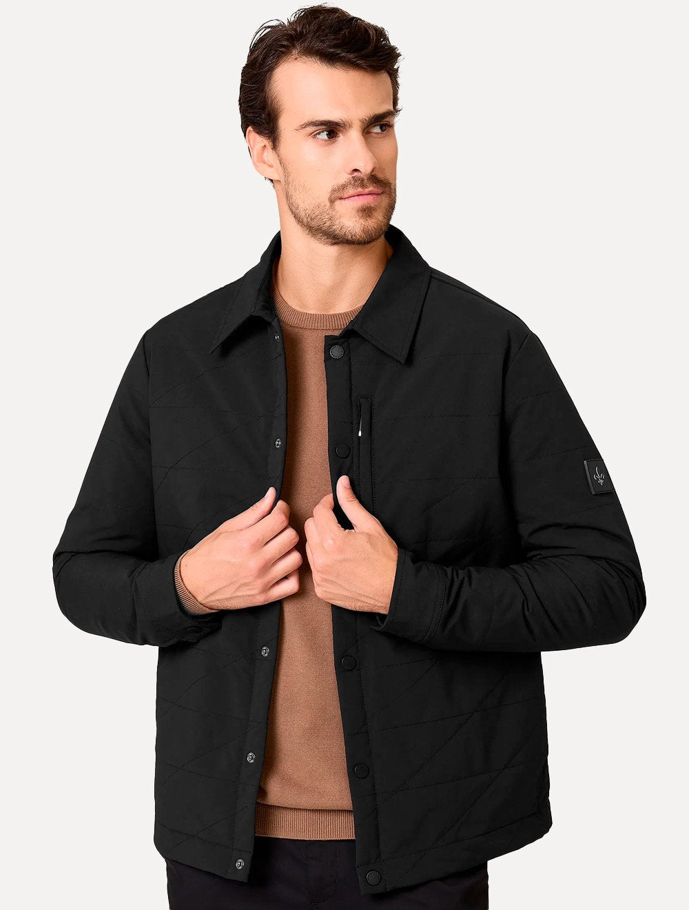 Jaqueta Dudalina Masculina Nylon Matelasse Preta