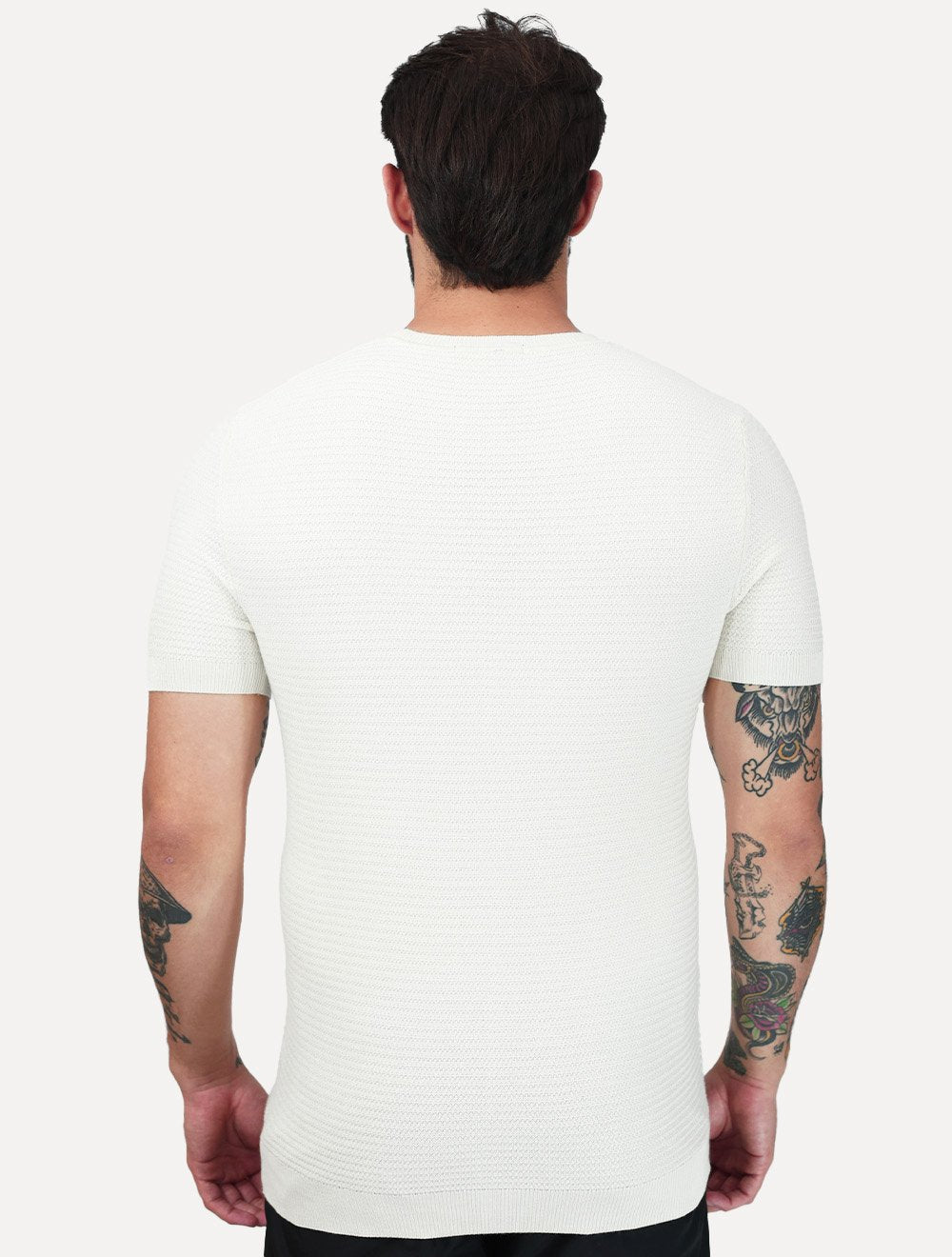 Camiseta Dixen Masculina Tricot Manga Curta Gola Careca Textura Branco