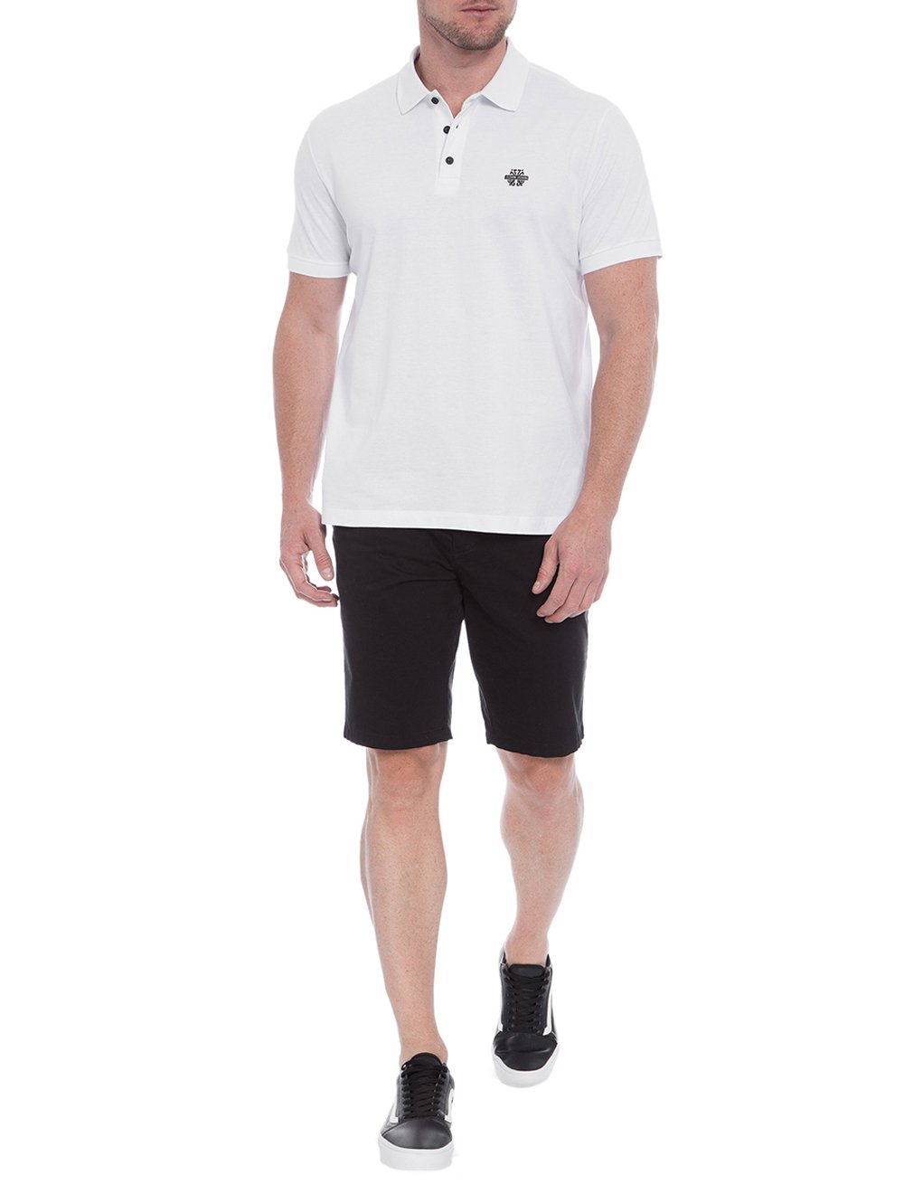Polo John John Masculina Logo Transfer White Branca