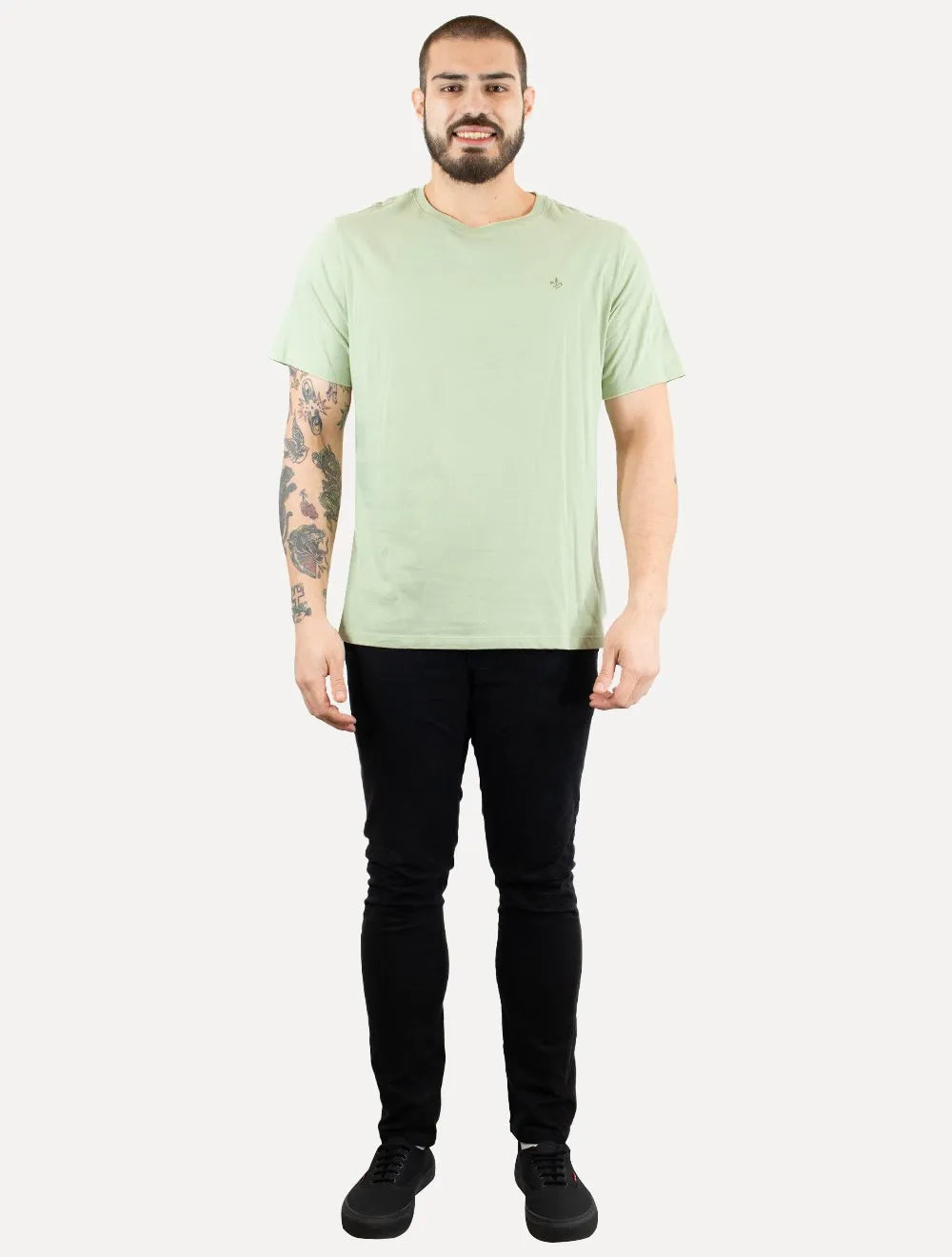 Camiseta Dudalina Masculina Essentials Modal Logo Verde Claro