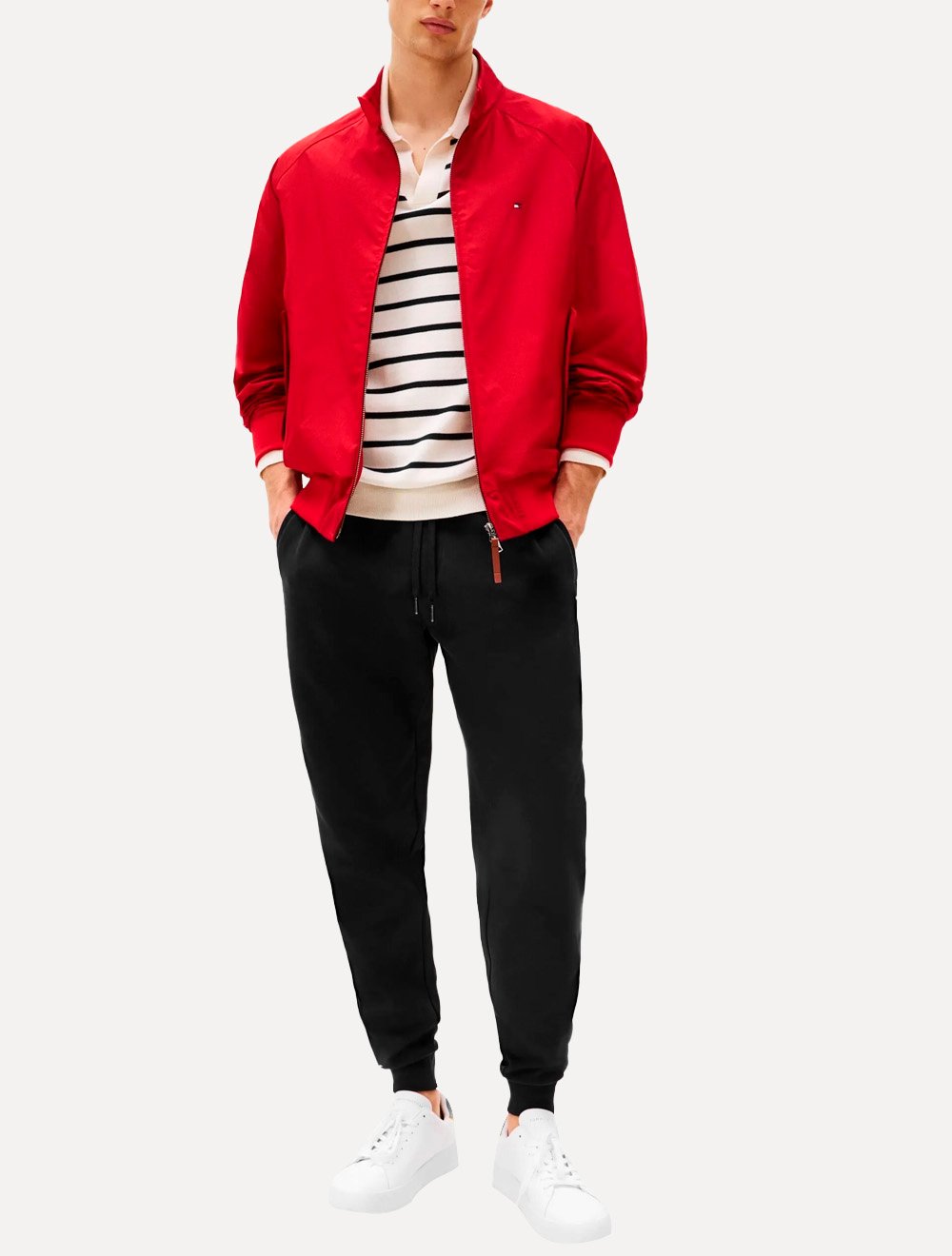 Calça Tommy Hilfiger Masculina Moletom Sweatpants Flag Logo Preto