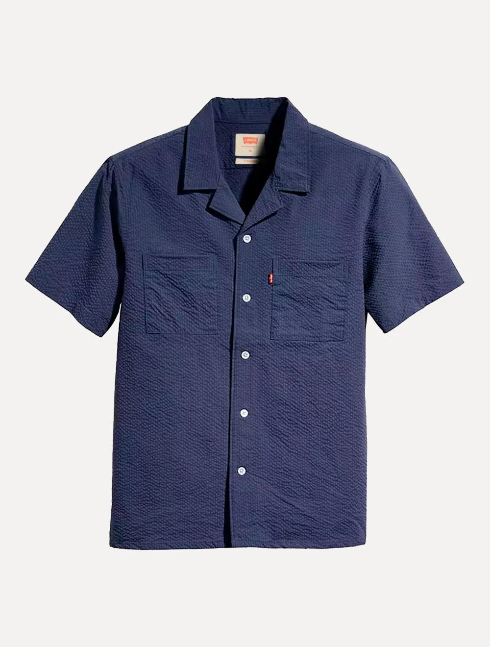 Camisa Levis Masculina Manga Curta Standard Camp Shirt Striped Azul Marinho