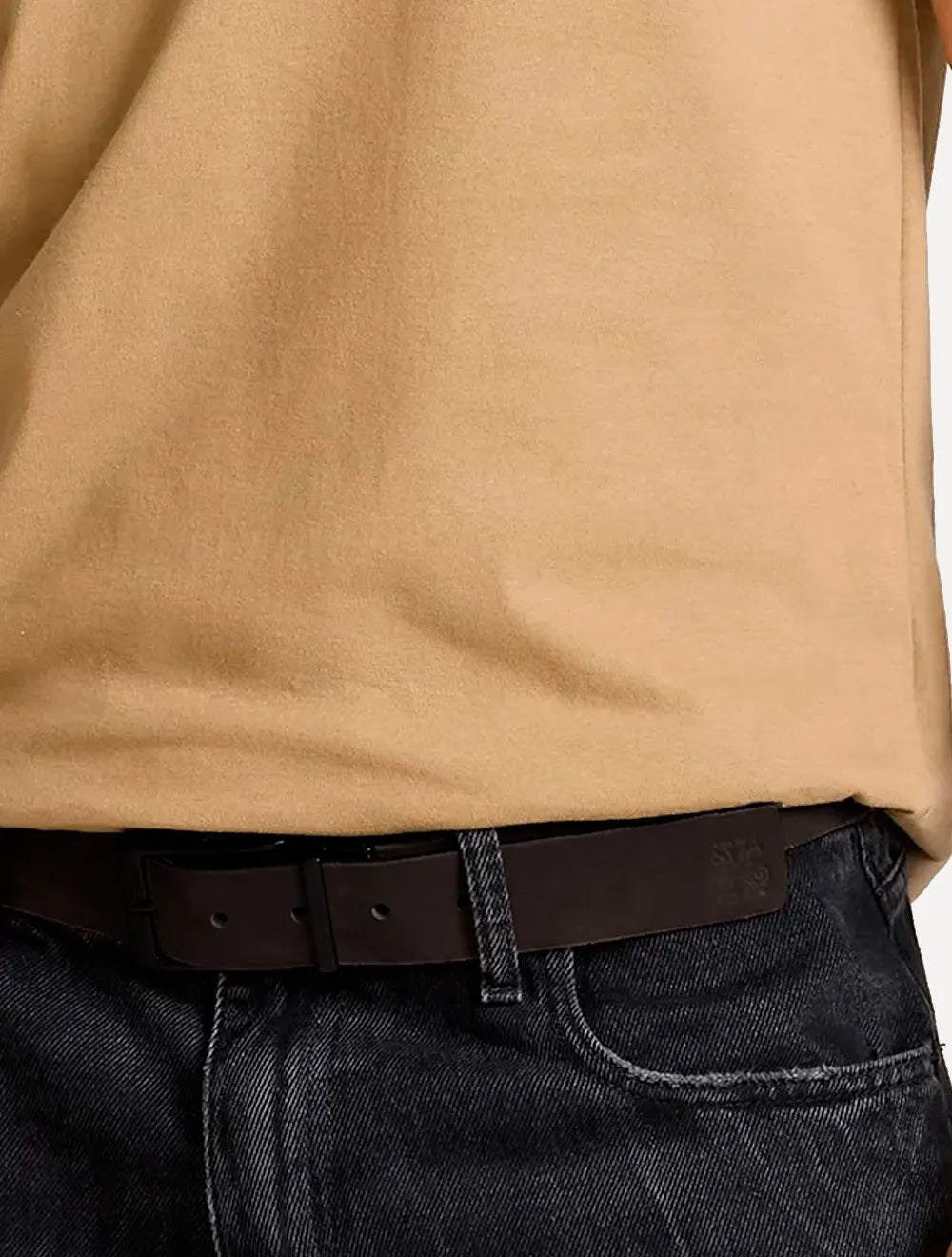 Cinto John John Masculino Couro Double Face Luke Preto