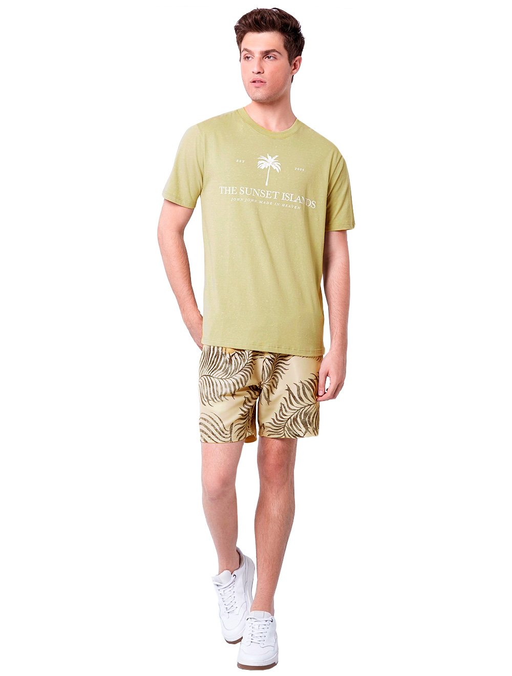 Short John John D'Água Masculino Palm Valley Cáqui Médio