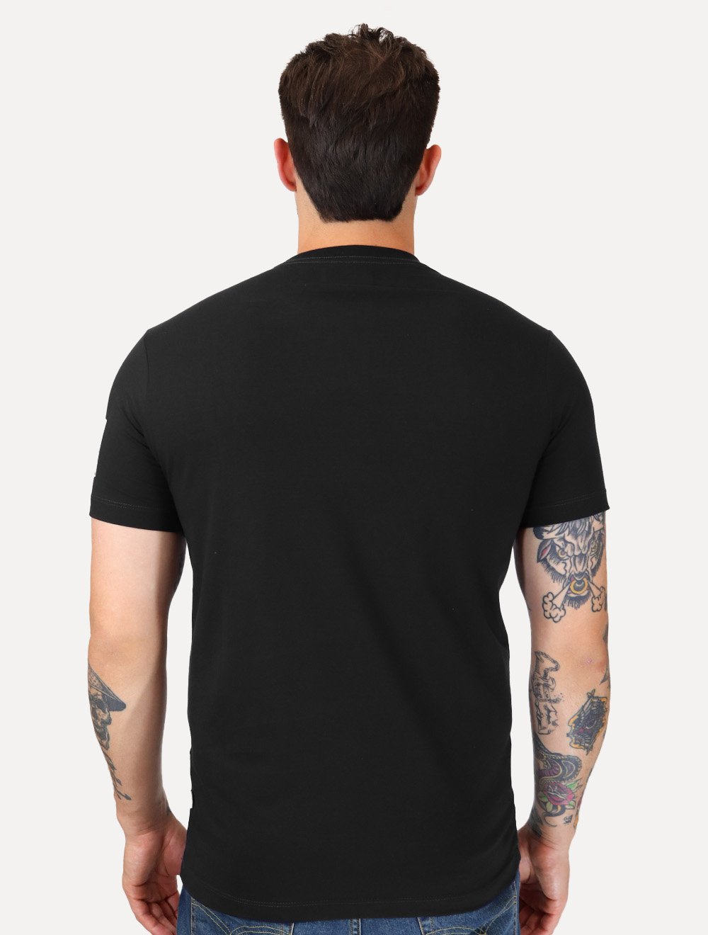 Camiseta Replay Masculina Regular Silk Frontal Logo Preta