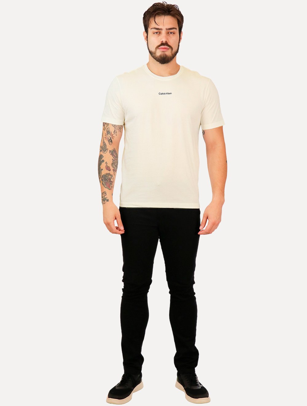 Camiseta Calvin Klein Masculina Institutional Logo Off-White