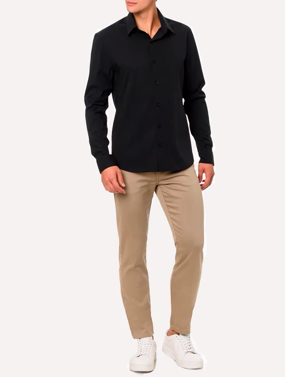 Camisa Calvin Klein Masculina Slim Cannes Essential Preta