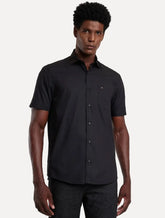 Camisa Aramis Masculina Manga Curta Tricoline Stretch Pocket Preta