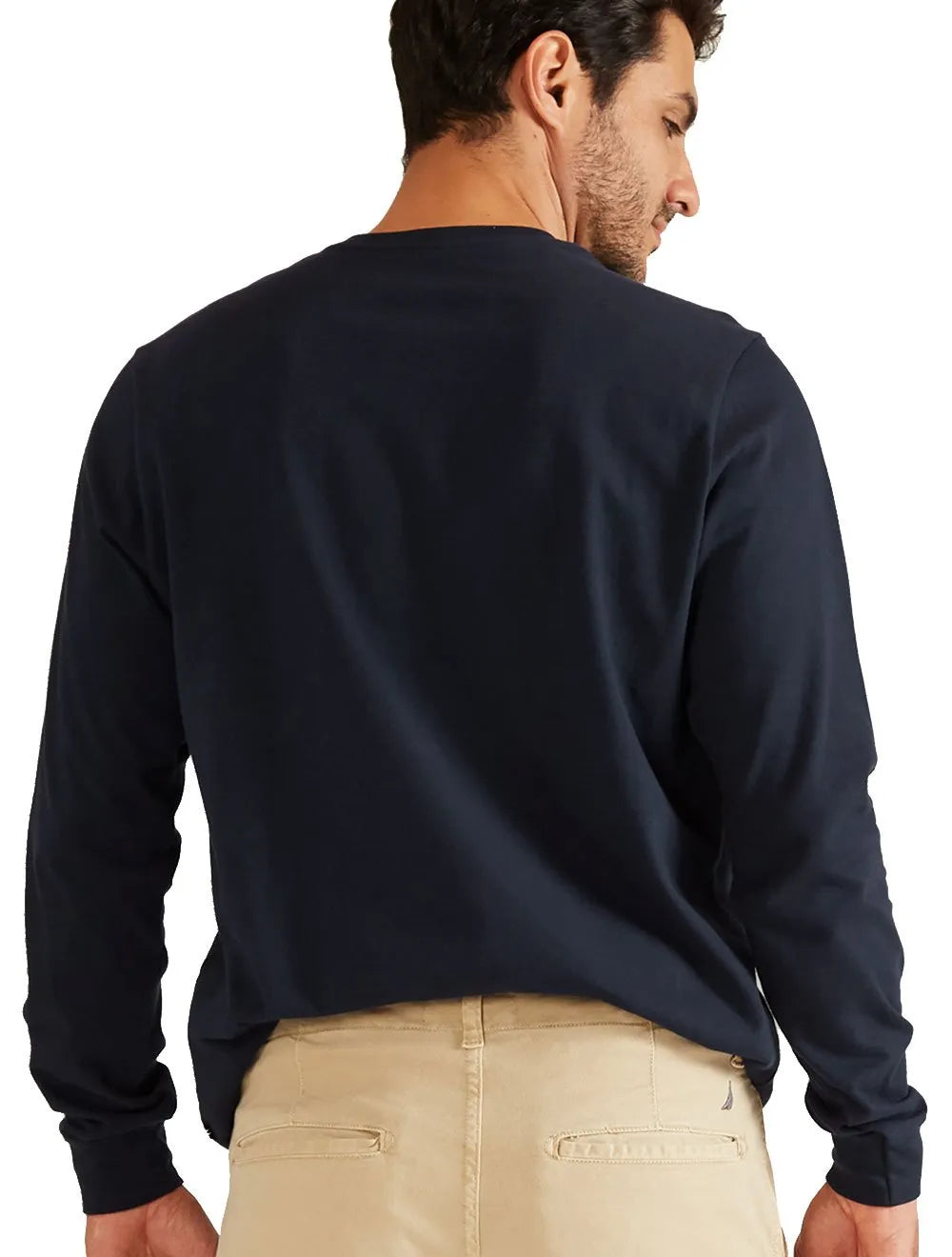 Blusa Nautica Manga Longa Outline Logo Azul Marinho