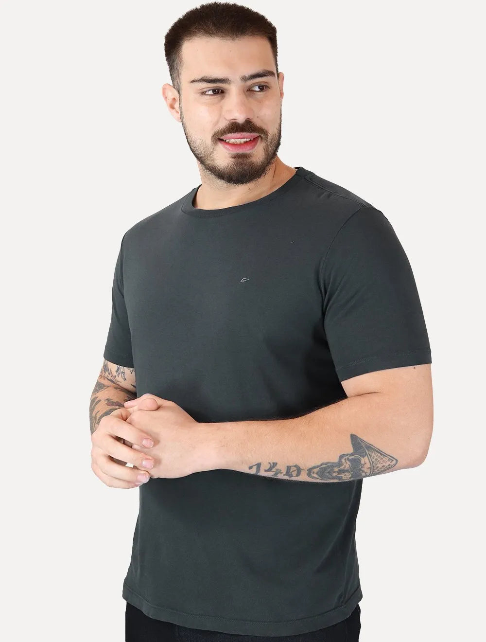 Camiseta Ellus Masculina Cotton Easa Classic Chumbo Mescla