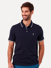 Polo Original Penguin Masculina Malha Jersey Lisa Frisos Azul Marinho