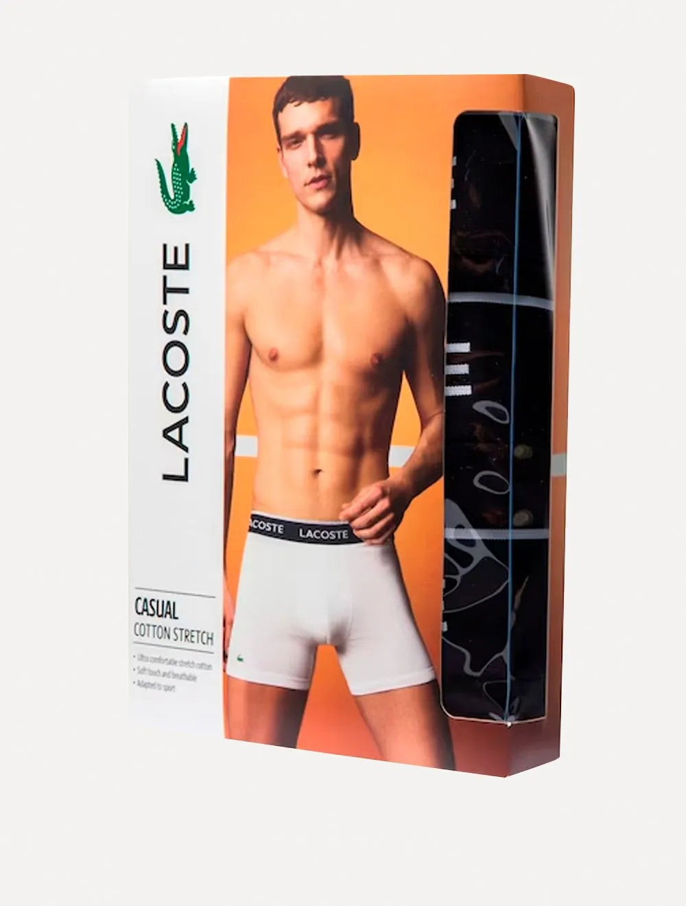 Cuecas Lacoste Boxer Long Lettered Waist Preta Pack 3UN