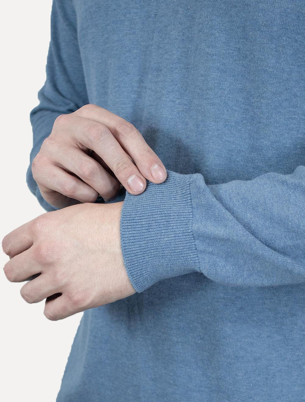 Suéter Dudalina Masculino Tricot Crewneck Melange Cotton Azul Médio