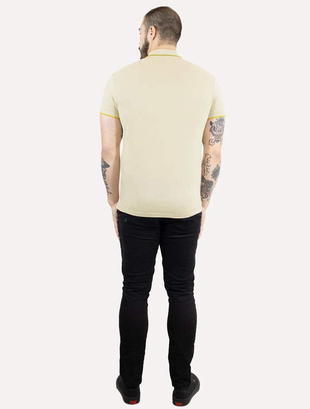 Polo Colcci Masculina Piquet Gold Frisos Simple Logo Areia