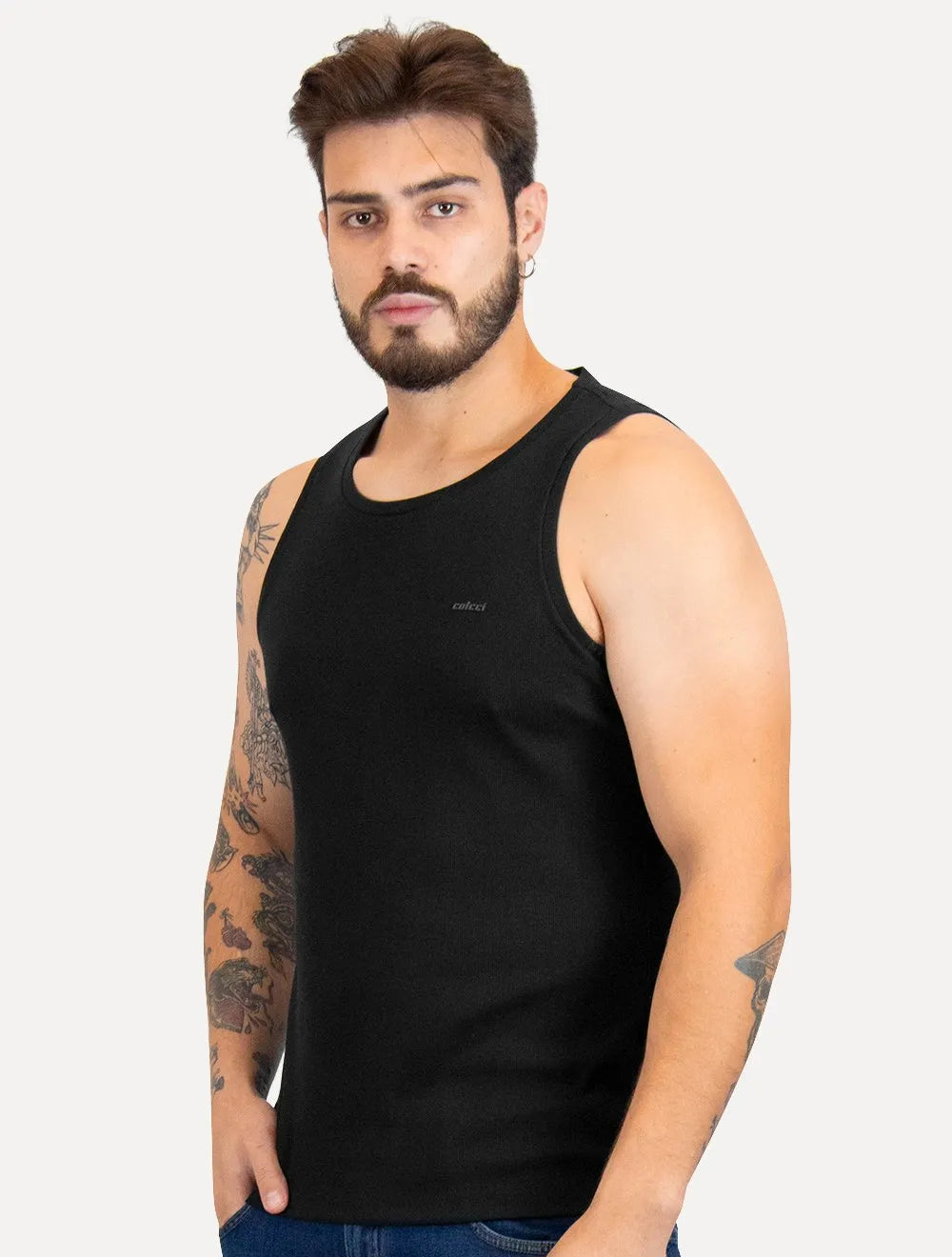 Regata Colcci Masculina Slim Canelada Preta