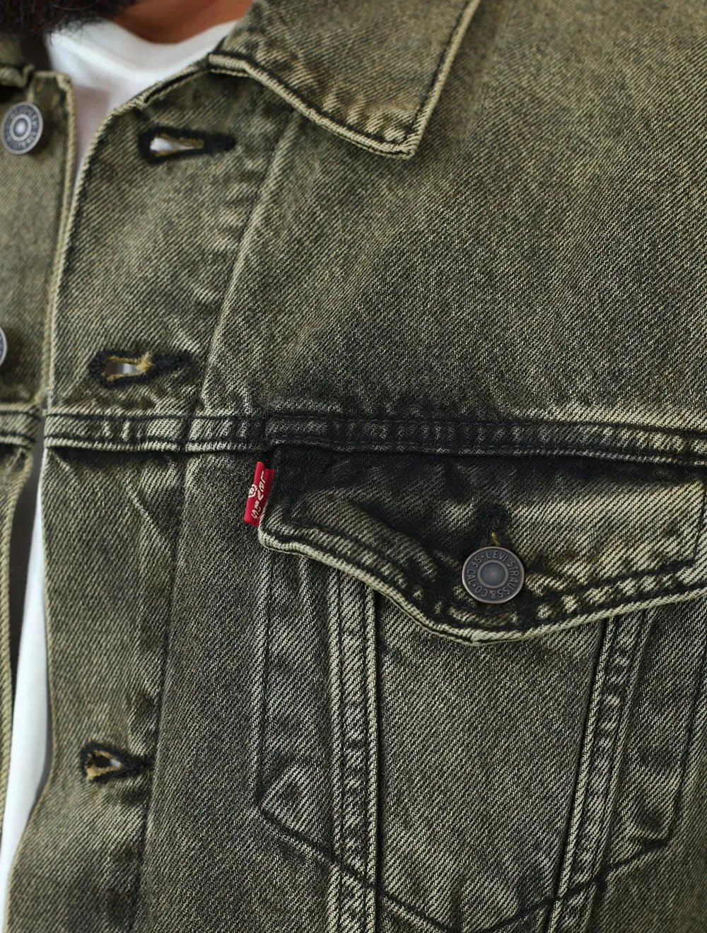 Jaqueta Levis Jeans Masculina Trucker Stonewash Verde Mescla