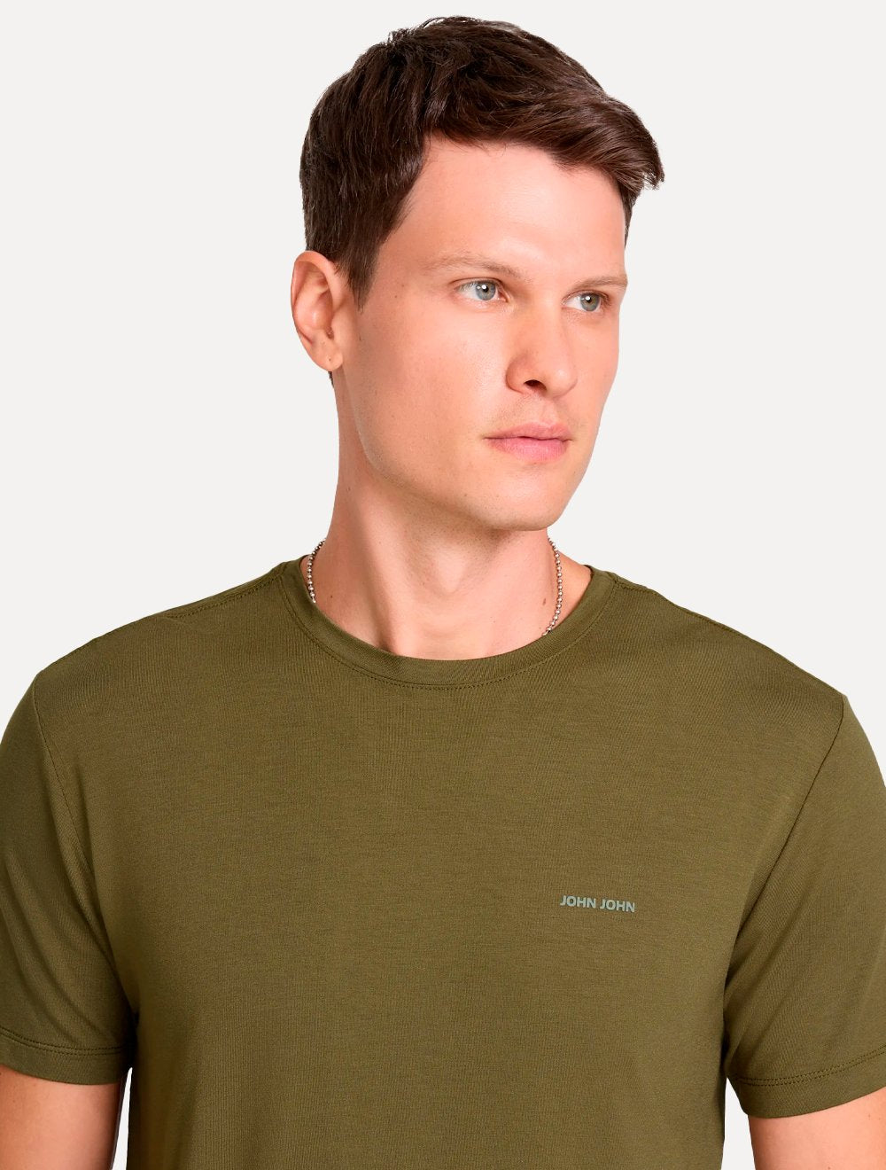 Camiseta John John Masculina Slim Fit Viscose Rubber Verde Militar