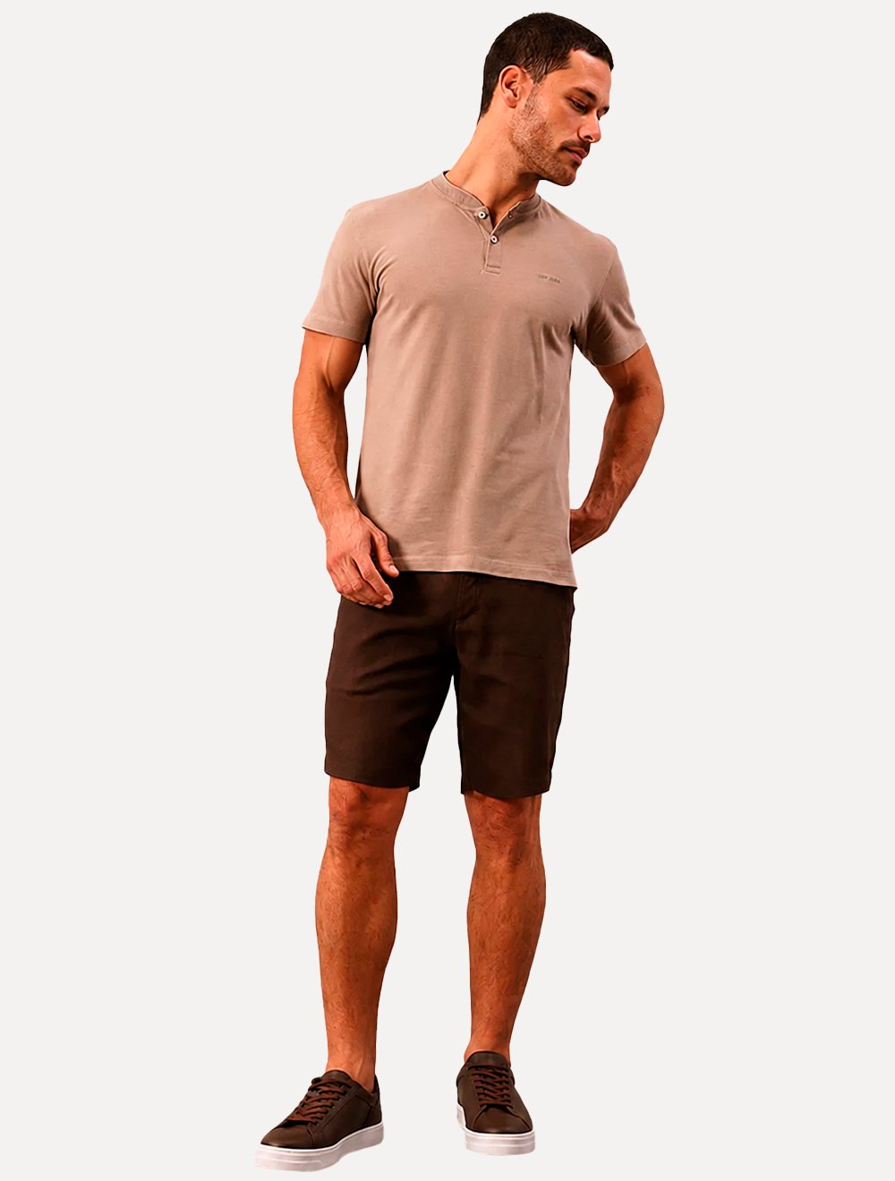 Bermuda Calvin Klein Jeans Masculina Botão 5 Pockets Marrom Escuro