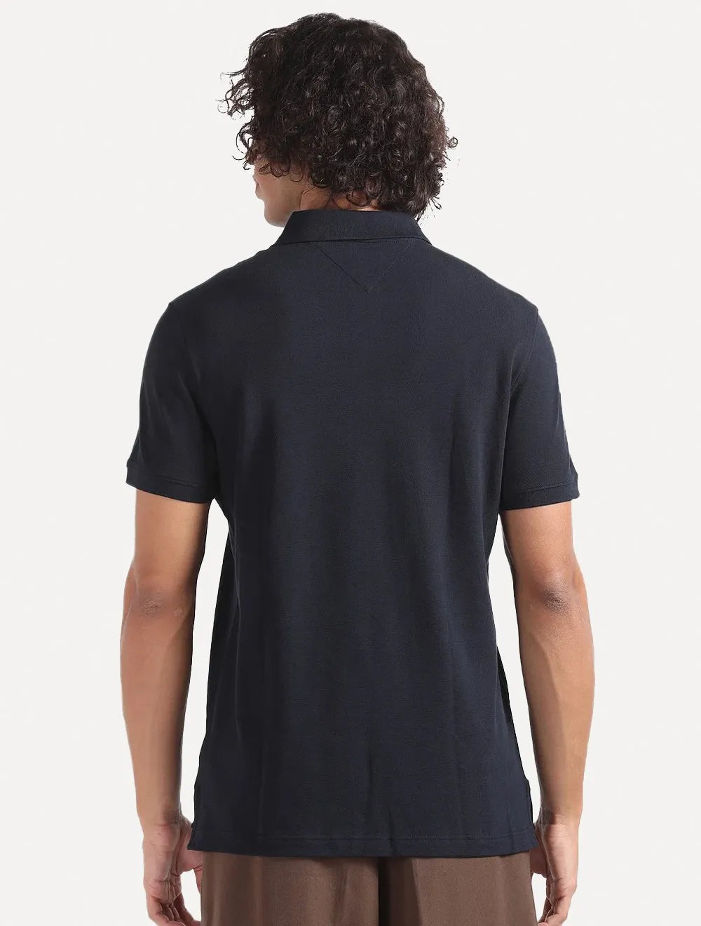 Polo Tommy Hilfiger Masculina Piquet Regular Label Azul Marinho