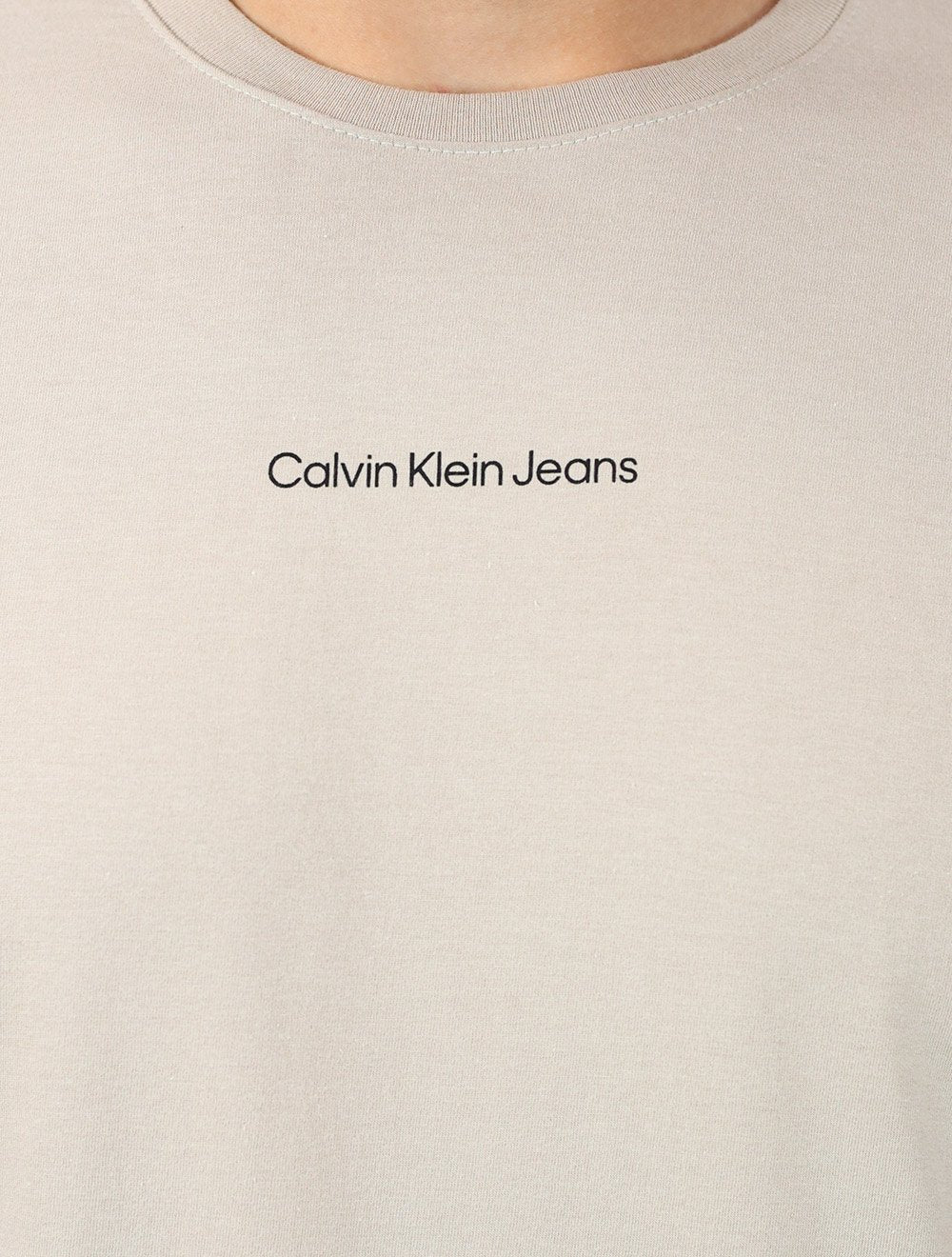 Camiseta Calvin Klein Jeans Masculina Institutional New Logo Cáqui Claro