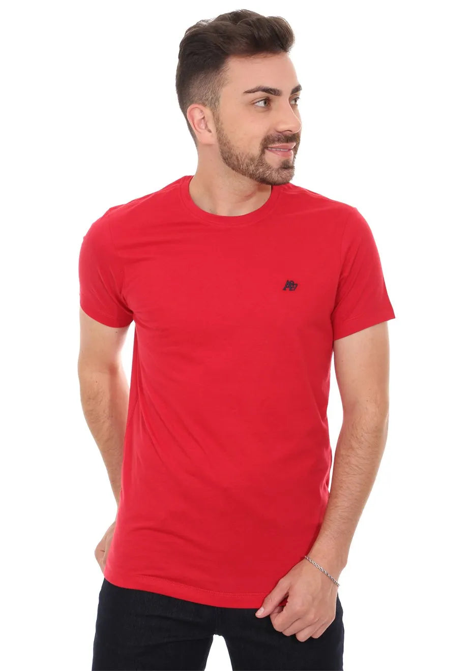 Camiseta Aeropostale Masculina Embroidered Logo A87 Vermelha