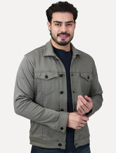 Jaqueta K&J Black Masculina Malha Ponto Roma Trucker Cinza