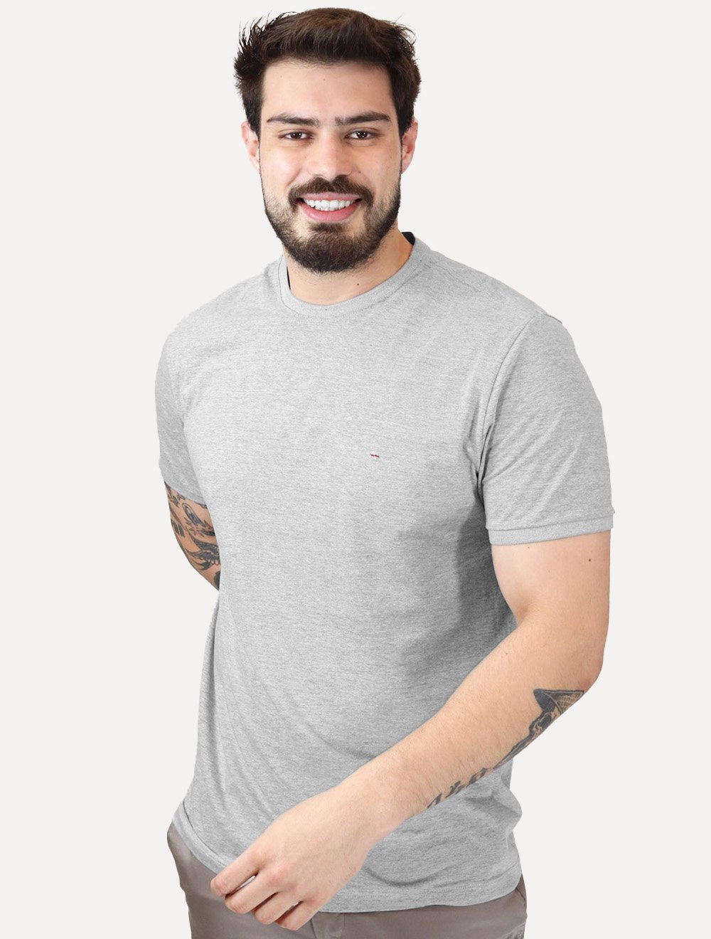 Camiseta Aramis Masculina Friso Gola Cinza Mescla