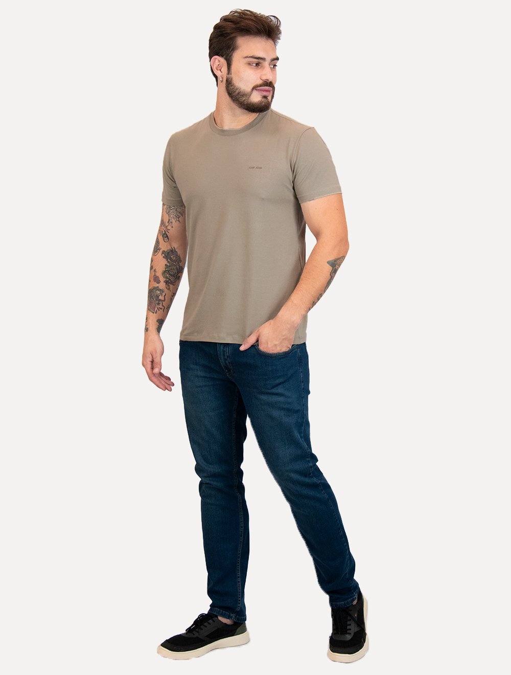 Camiseta John John Masculina Slim Fit Cotton Cáqui