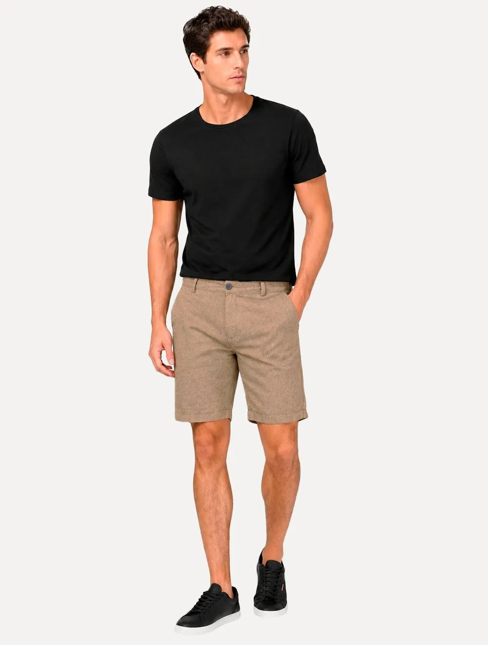 Bermuda Calvin Klein Jeans Masculina Botão 5 Pockets Cáqui Médio