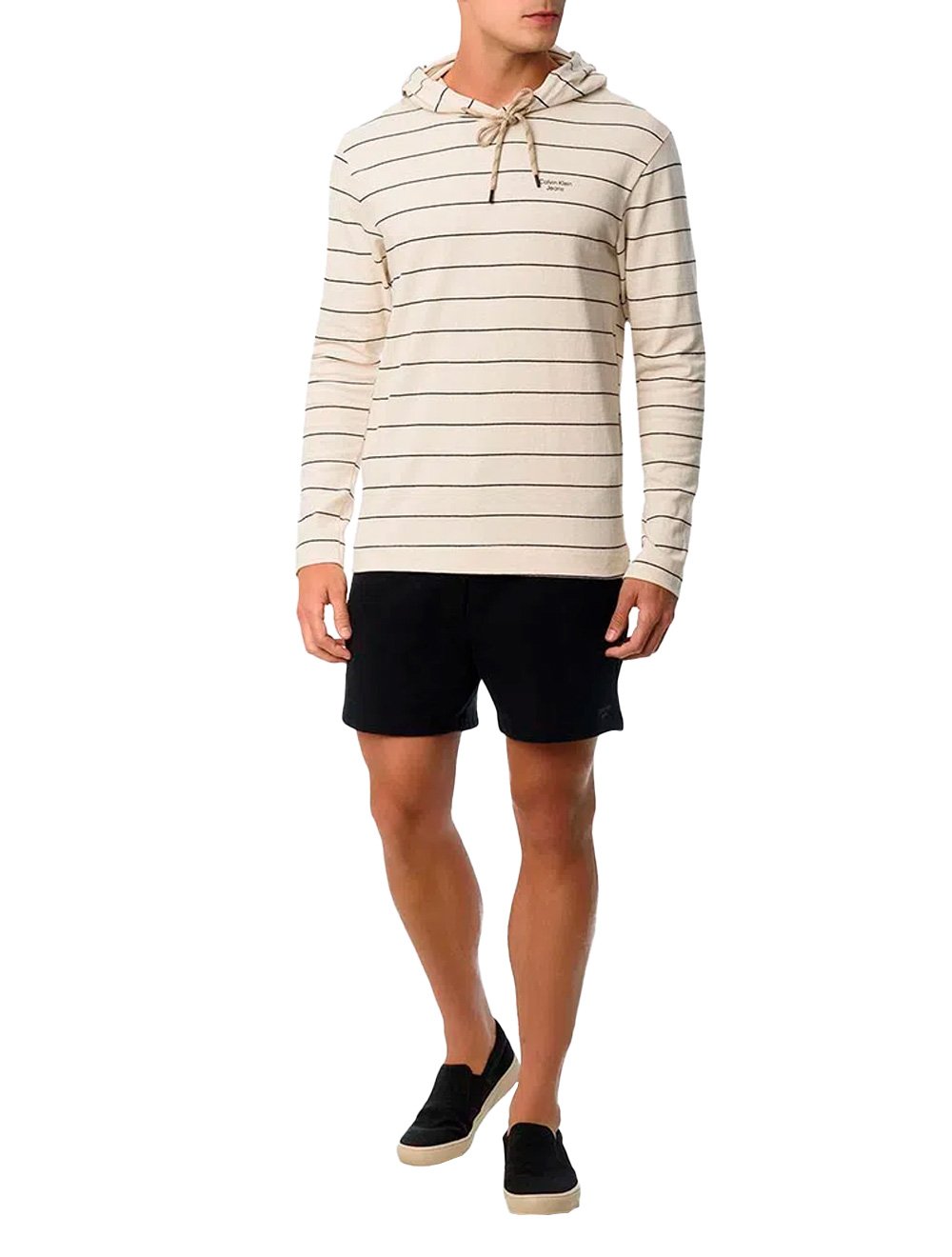 Blusa Calvin Klein Jeans Masculina Hoodie Stripe Sustainable Off-White